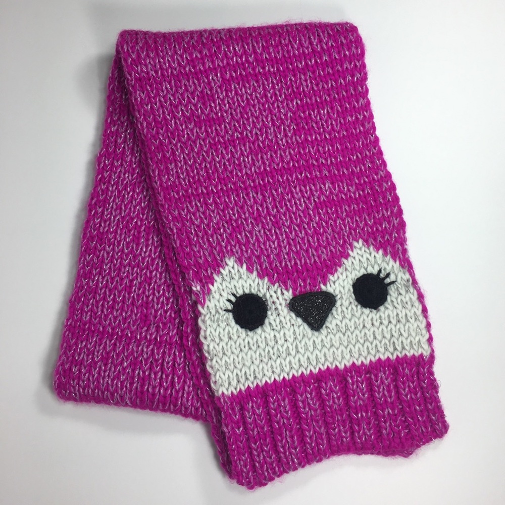 Owl Face Pink with Metallic Silver Detailing Scarf